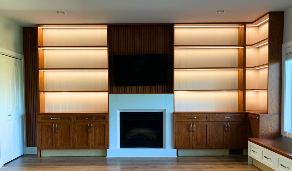 The beautiful living space with TV shelves in Victoria Island